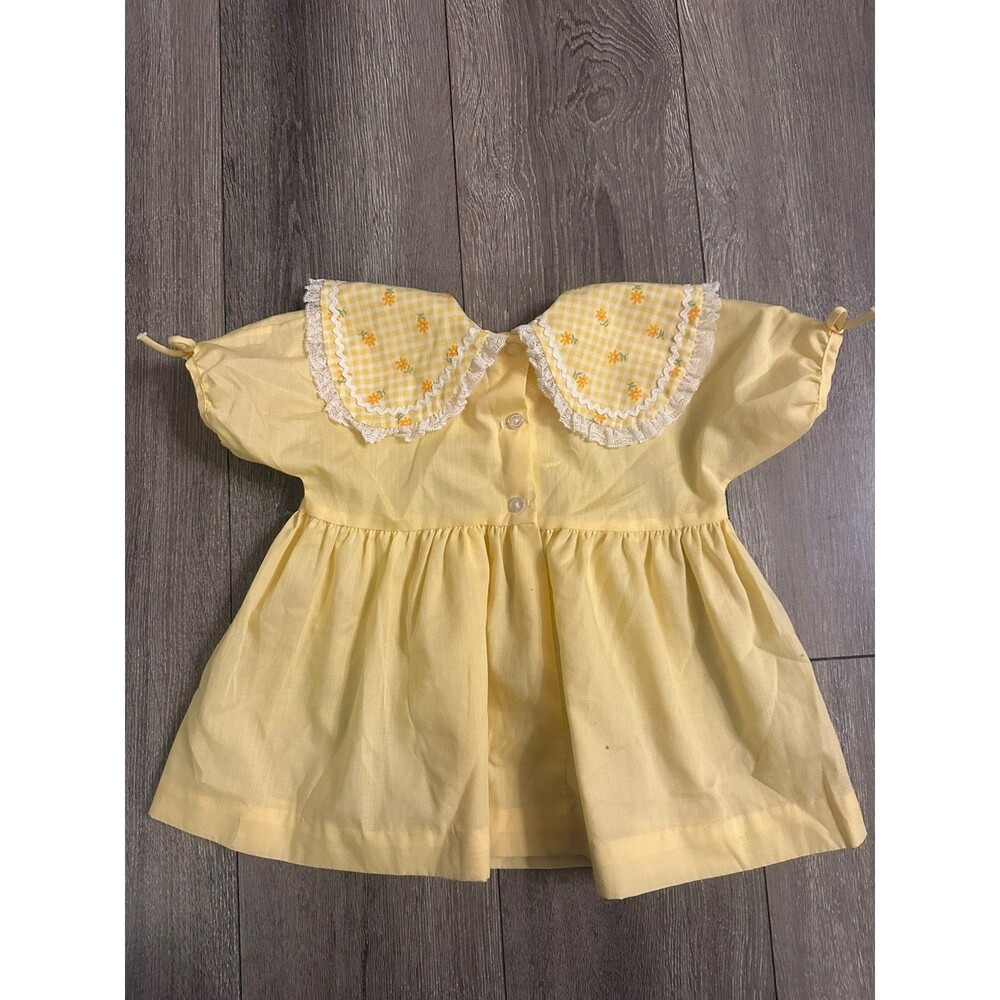 Vintage Mini World Yellow Collared Full Prairie Dress Cottagecore Size 9-12 Mo